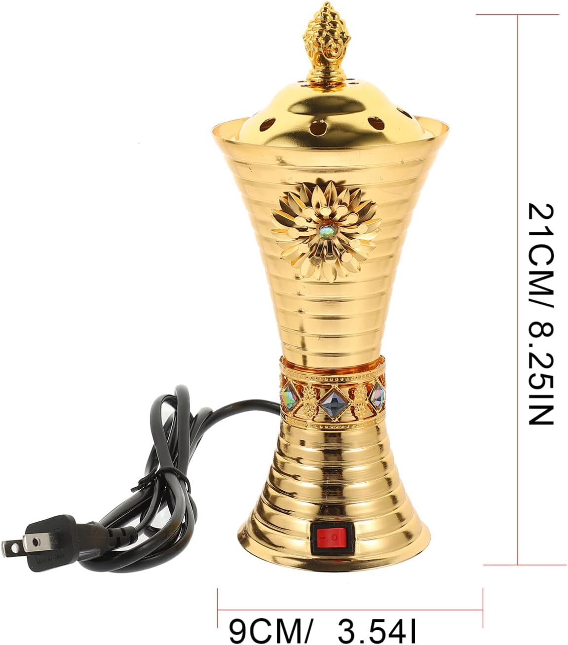 EXCEART Electric Incense Burner 8.26 Inch Metal Censer for Home Aromatherapy Spa Relaxation Decorative Incense Holder with Us Plug