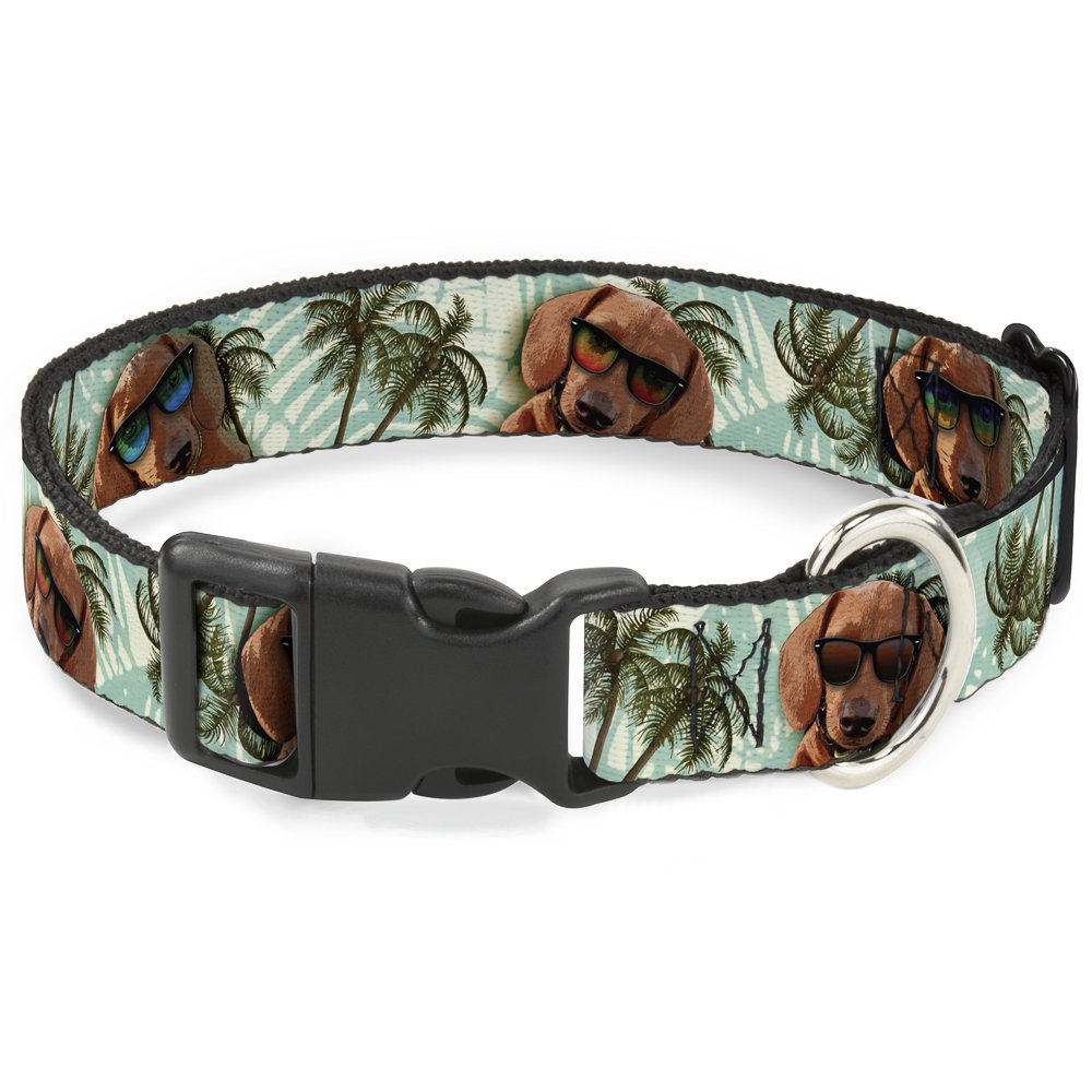 Collar de Perro Salchicha con palmeras Buckle Down ideal para paseos playeros de verano