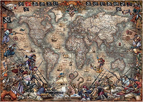 Image of Educa - 2000 Piece Adult Jigsaw Puzzle | Pirate Map Approximate Assembled Size: 96 x 68cm Includes Glue FIX Jigsaw Puzzle From 14 Years (18008)