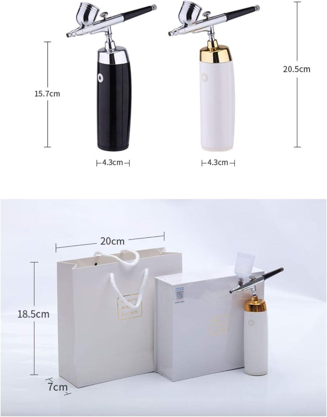 I.E.E. Rechargeable Portable Makeup Airbrush Set with Mini Air Compressor Ink Cup Spray Pen for Tattoo Nail Art Face Paint Cake Decoration Coloring Model (White + Golden)