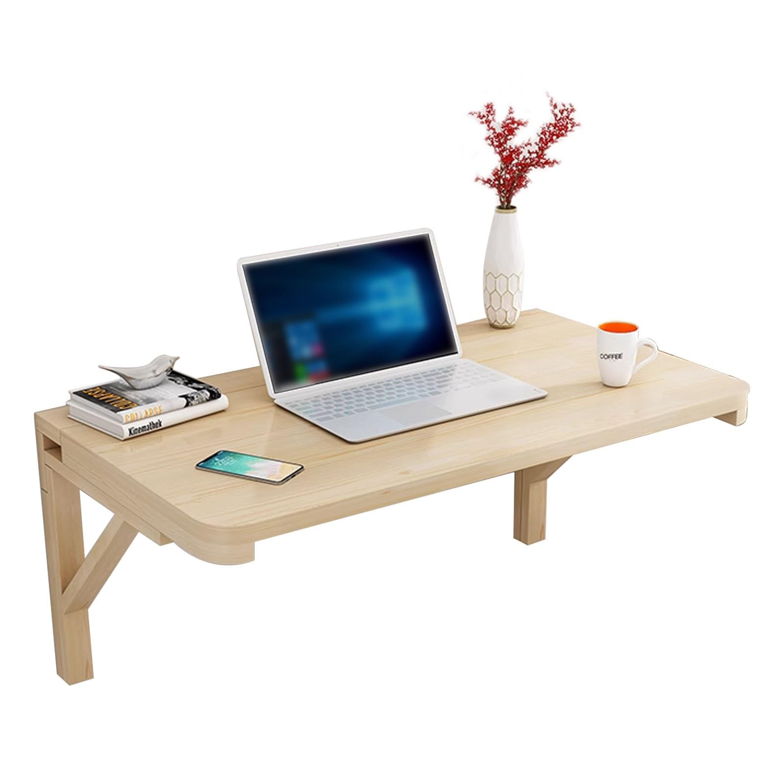 Table pliante en bois pour espace restreint, bureau mural compact