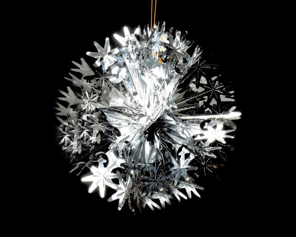 Simply Products Set of 4 40cm Christmas Foil Ceiling Garland Hanging Xmas Decoration, Long Star, Snowflake, Star Ball & Star (Silver) - Image 4