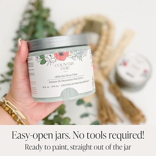 Miniatura 7 de Paquete de pintura estilo tiza + cera para muebles, decoración del hogar, manualidades (color hierba de duna 4 onzas - verde)