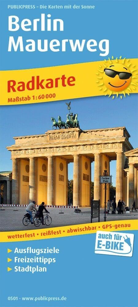 Berlin Mauerweg: Radkarte mit Ausflugszielen & Freizeittipps und Stadtplan sowie S- und U-Netz (Berlin Wall Trail, cycle map 1:60,000)