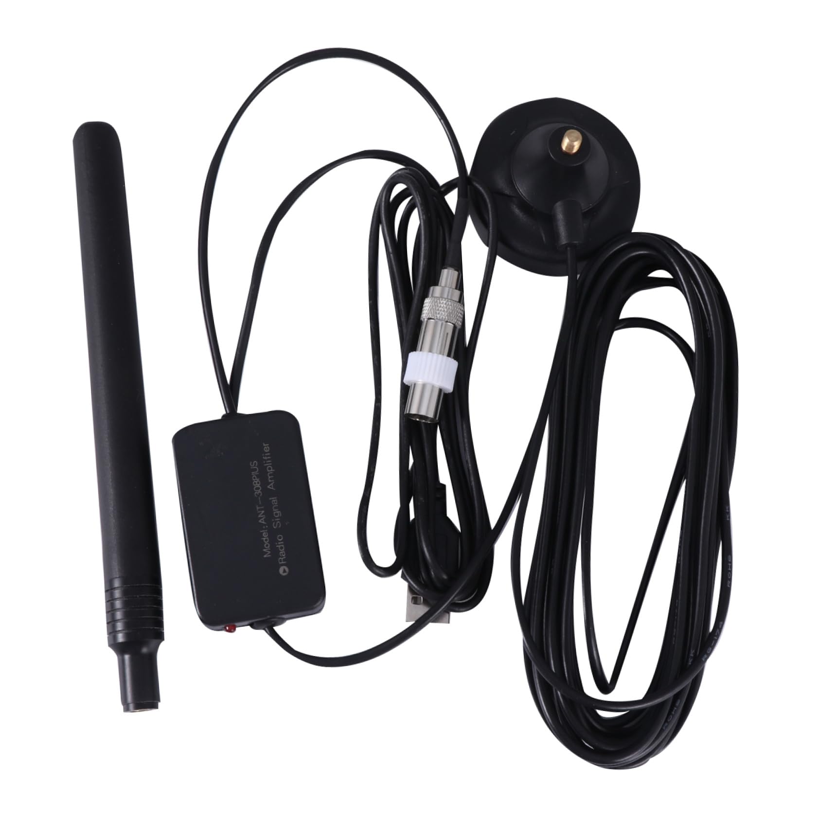 Homoyoyo Antenne Radio Portable pour Maison Ant-308plus en Métal et Plastique Noir, Amplificateur D'antenne Haute Sensibilité pour Réception Stable et Claire