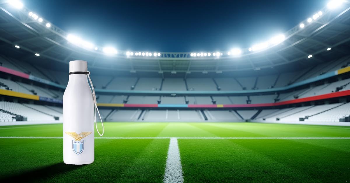 Only4fan S.r.l. Ss Lazio Trinkflasche/Thermosflasche mit Zugband, offizielles Produkt, Unisex, Erwachsene, weiß, einzigartig