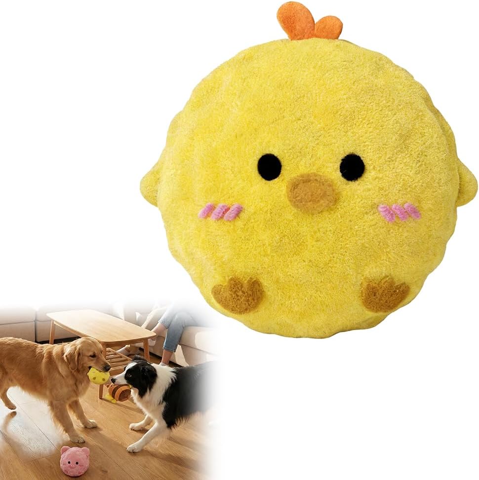 Plush Spiky Ball Dog Toy, 2026 New Interactive Dog Toys, Jumping Squeaky Chew Toy Ball with Soft Durable Fabric for Small Medium Large Dogs Puppy Teething Toys (Yellow)