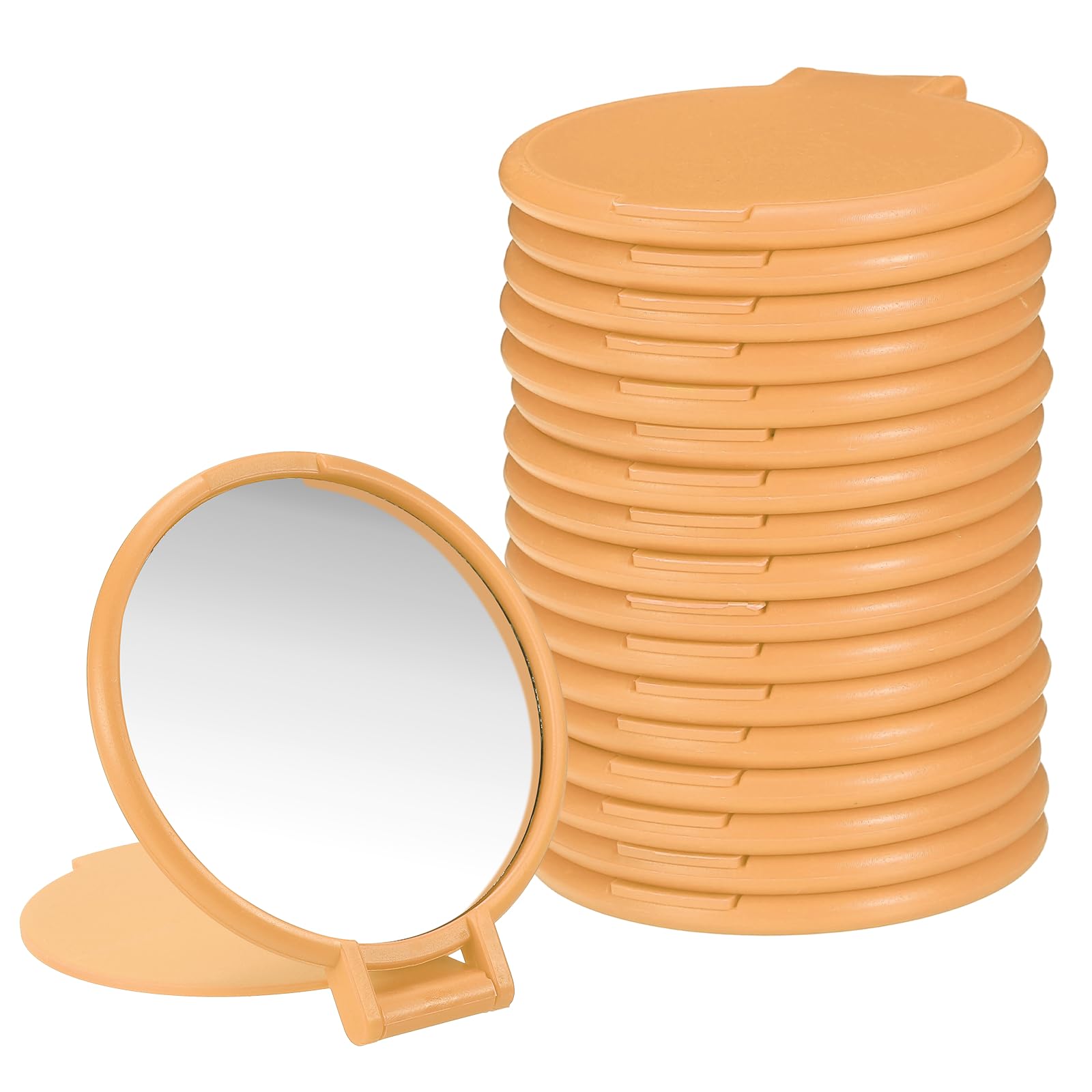 sourcing map 18 Pcs Round Compact Mirror Bulk, Mini Pocket Folding Makeup Mirrors Small Portable Makeup Stuffs for Purse, Women Girls Travel Daily Use Party Gifts, Orange Red