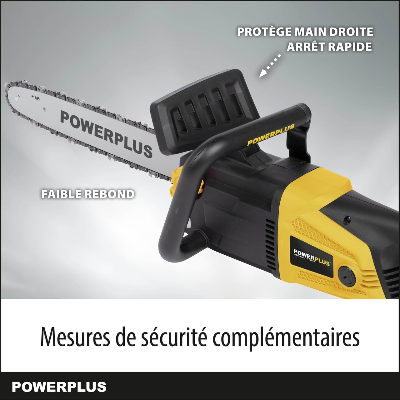 Powerplus Tronçonneuse Électrique POWXG1009 - Élagueuse Électrique de 2400 W, Guide de 400 mm, Lubrification Automatique de Chaîne, Outillage de Jardin