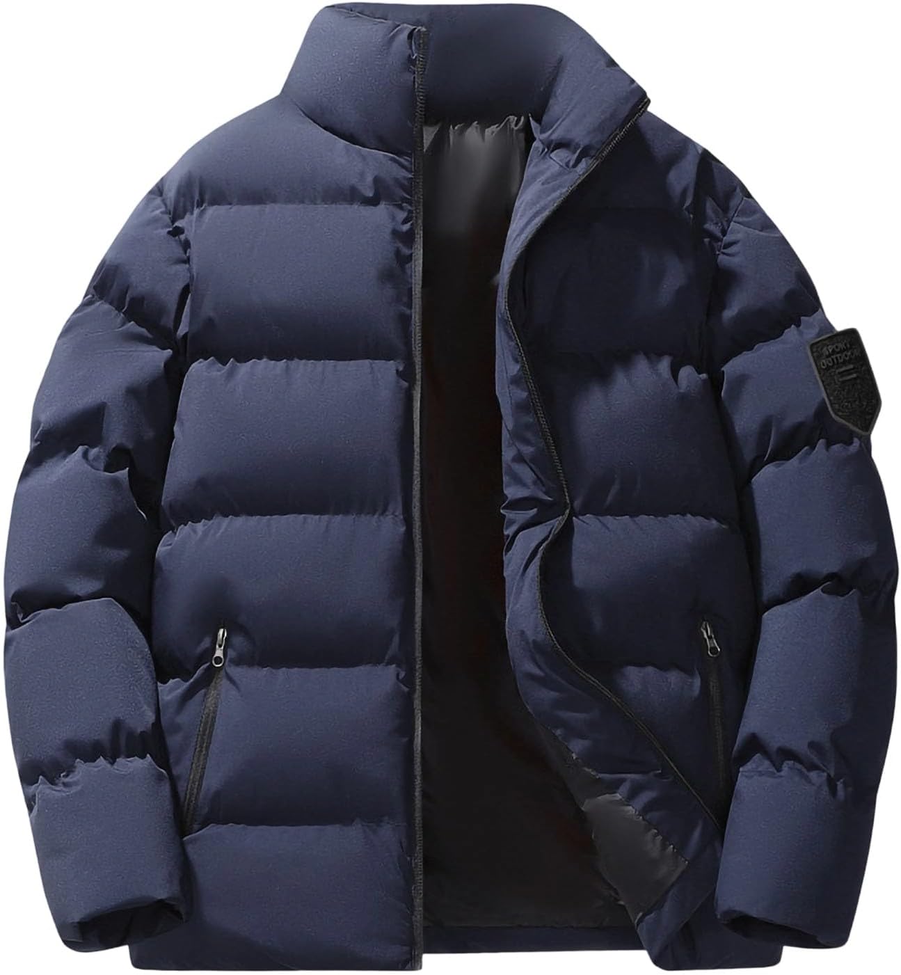 Puffer Jacket for Men Lightweight Hooded Quilted Puffer Coat Warm Insulated Winter Thicken Jacket Coats with Pockets