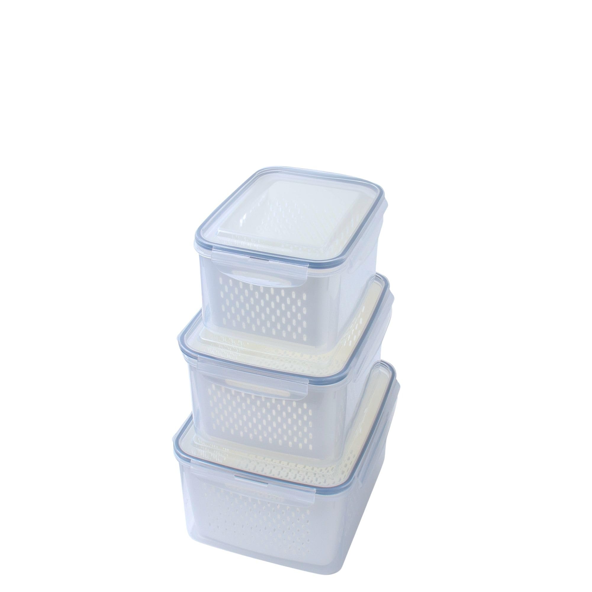 Kuber Industries (Pack of 3) Food Containers | Storage Box for Fridge | Vegetable Fruit Boxes | Refrigerator Storage Box | Containers With Airtight Lid | Strainer Basket | HXP00284 | Transparent (B0D4VPC2YT) Amazon Price History, Amazon Price Tracker