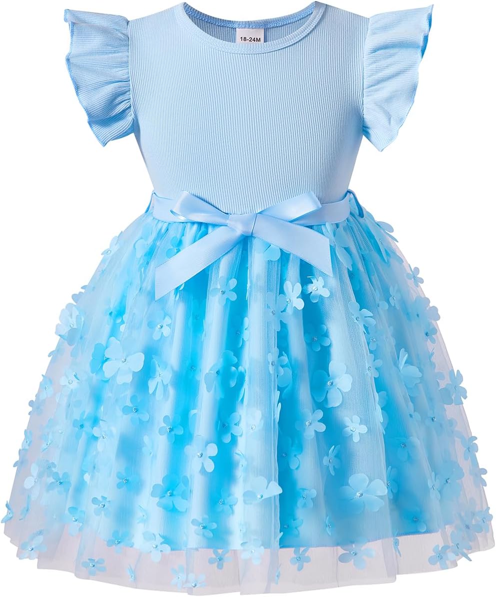 Toddler Girls Tulle Dress Baby Girl Summer Dress Ruffle Sleeveless Birthday Party Princess Causal Tutu Sundress 2-7Y