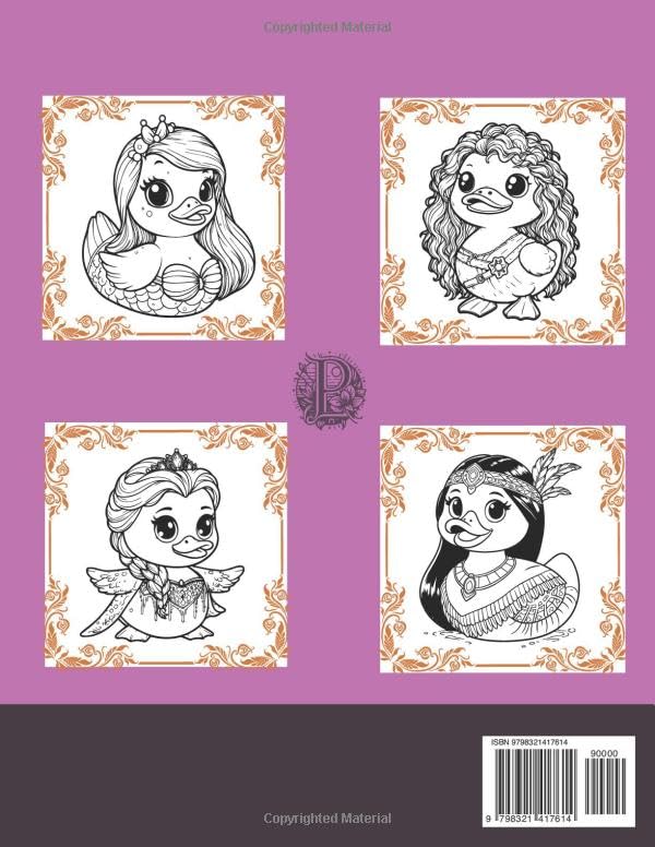 Rubber Ducks Princess Coloring Book for Kids, Teens and Adults: 40 Simple Images to Stress Relief and Relaxing Coloring (Quacky Creations: Rubber Duck Coloring Books) - Image 2