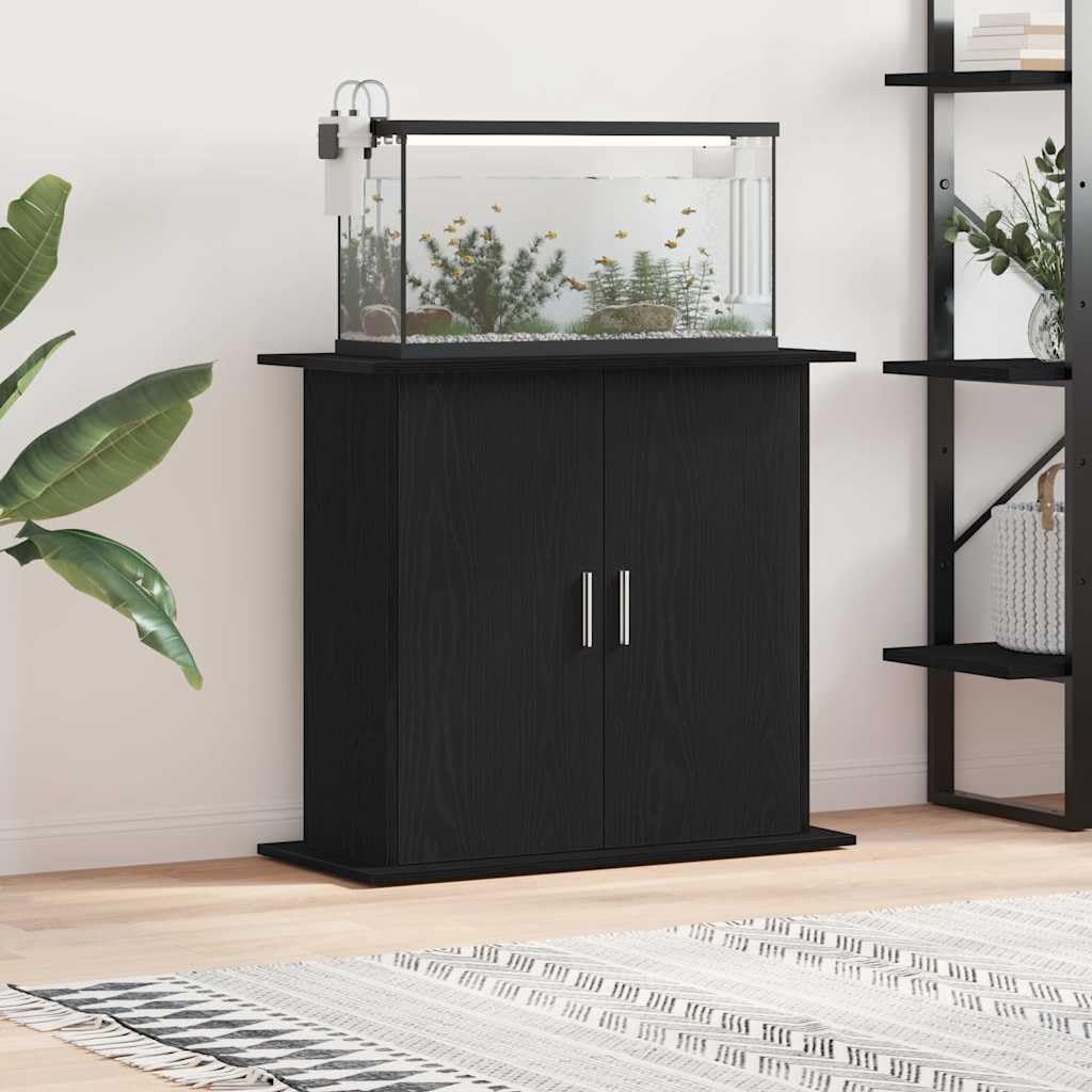 vidaXL Support d'aquarium Chêne Noir 81x36x73 cm Bois d'ingénierie