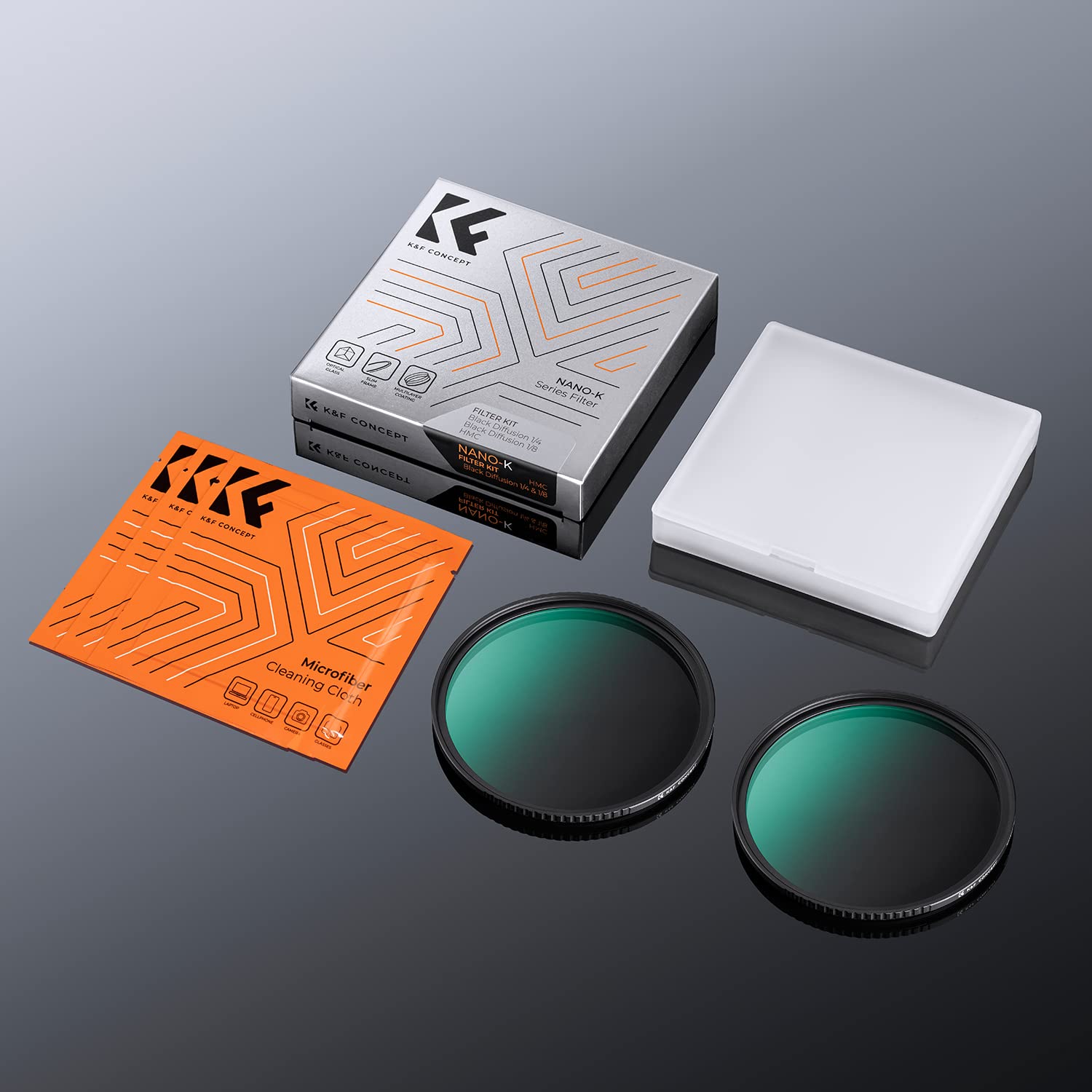 K&F CONCEPT Nano-Klear 2 Pack 52mm Filtros Black Diffusion 1/8+ Black Mist 1/4 Ultrasottili in Vetro Ottico con Nano Rivestimento con 3Pcs Panno di Pulizia