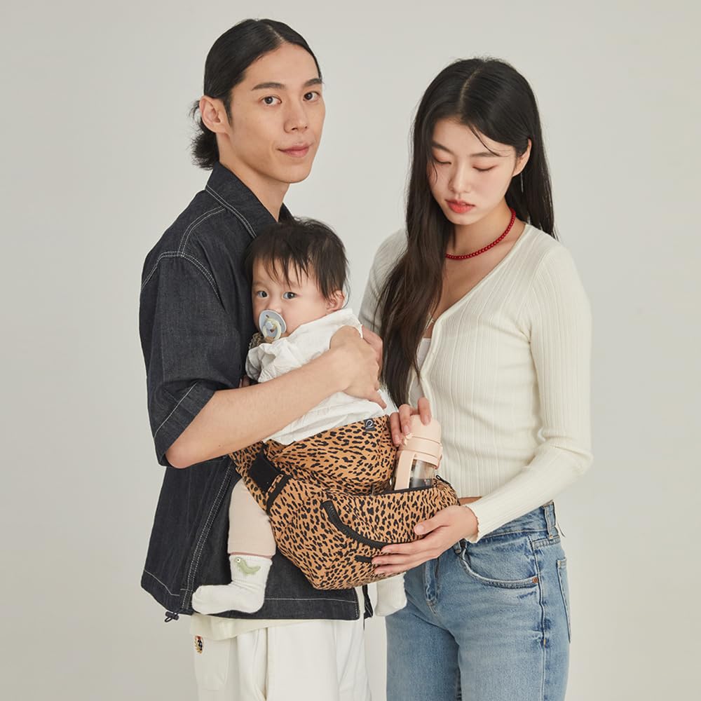 GOOSEKET 365 Toddler Carrier Plus – Lightweight Baby Carrier, Adjustable Shoulder Strap, Compact Travel Carrier with Detachable Waist Bag (6 Months-4 Years Old / 11–44lbs) (Brown Leopard)