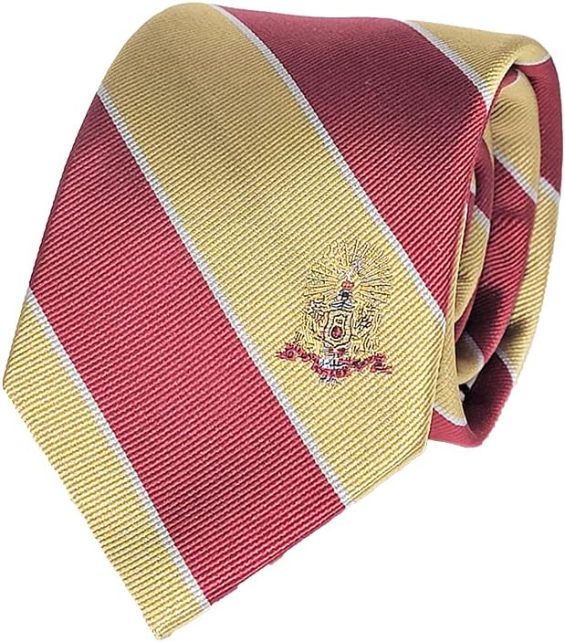 Generic Kappa Alpha Striped Fraternity Necktie for Men, Red, Old Gold