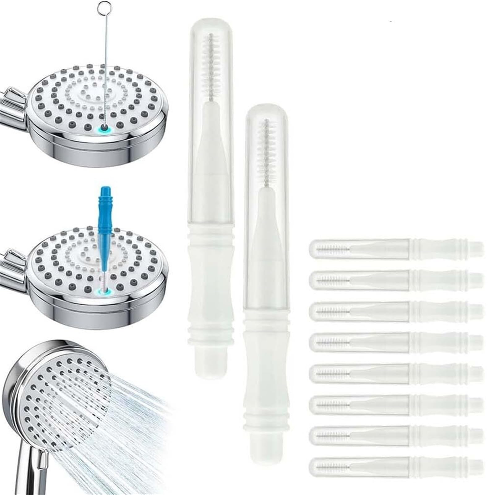 20PCS Shower Head Cleaning Brush For Small Holes, Showerhead Cleaner Picks, Multifunctional Crevice With Nylon Bristles For Bathroom Accessories, Pore Nozzle(White)