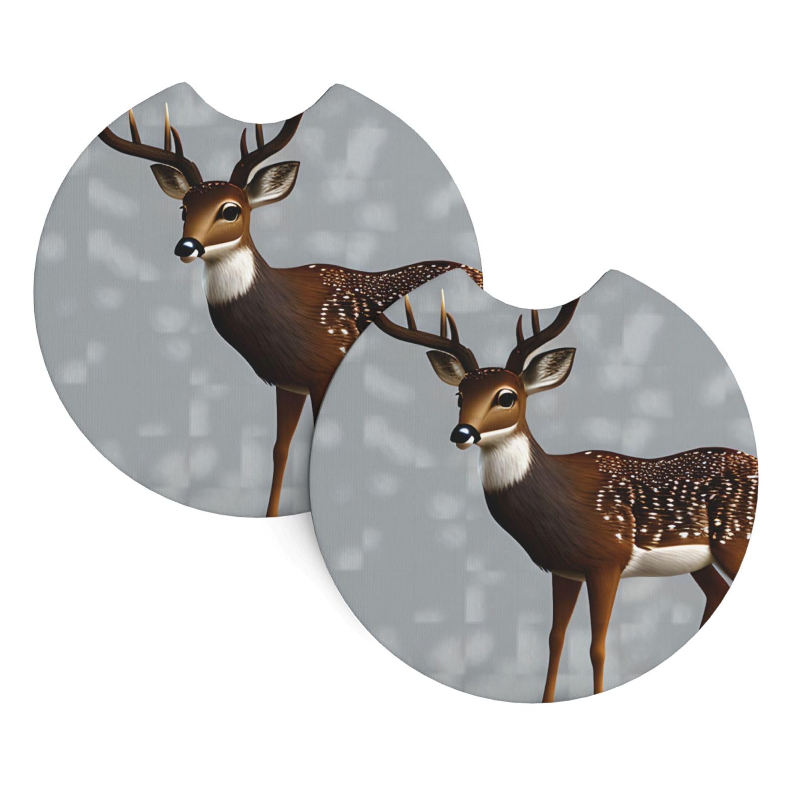 Grey plum deer Car Interior Cup Holder Pad 2 PCS Car Coasters Scratch-resistant Odorless for Most Cars