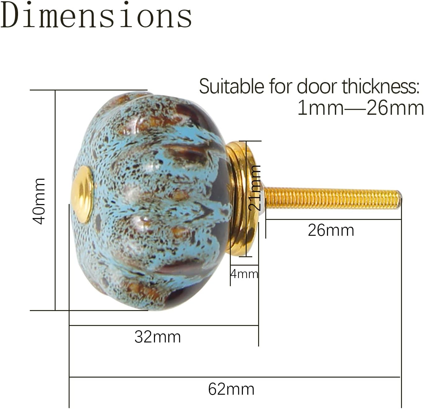 Drawer Knob Ceramic Knob Cabinet Knobs Drawer Pull Glazed Ceramic Knobs with Pumpkin Shape for Decor Door Pull Handle for Vintage Cabinet Drawers, Closets, Cupboard (12, Green)