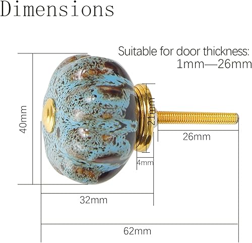 Miniatura 8 de Wildly Chic - Manija de cerámica con estampado de leopardo, pomos de cerámica con forma de calabaza para decoración de puerta para cajones de