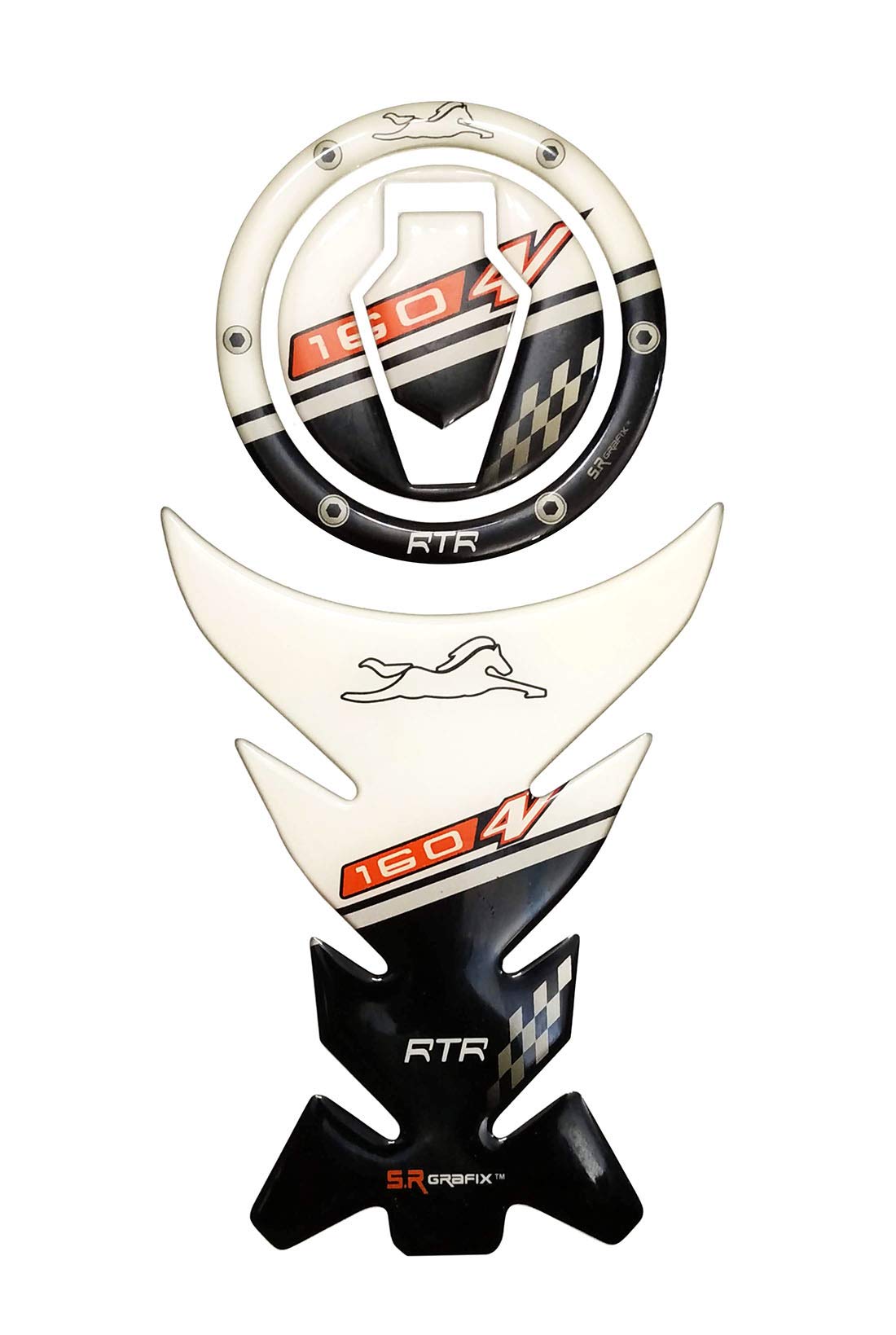 Combo TVS Apache RR 160 4V Customize Vinyl Tank Pad Fuel Cap Sticker