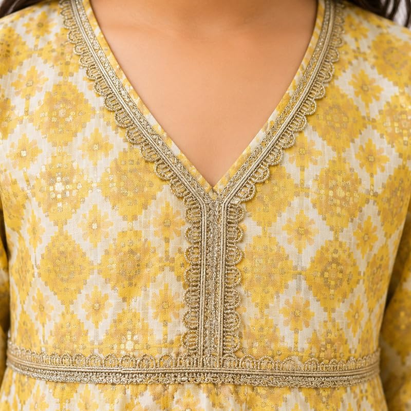 Image of LITTLE GINNIE Girls Kurta Sharara Set | Traditional Ethnic Wear for Kids