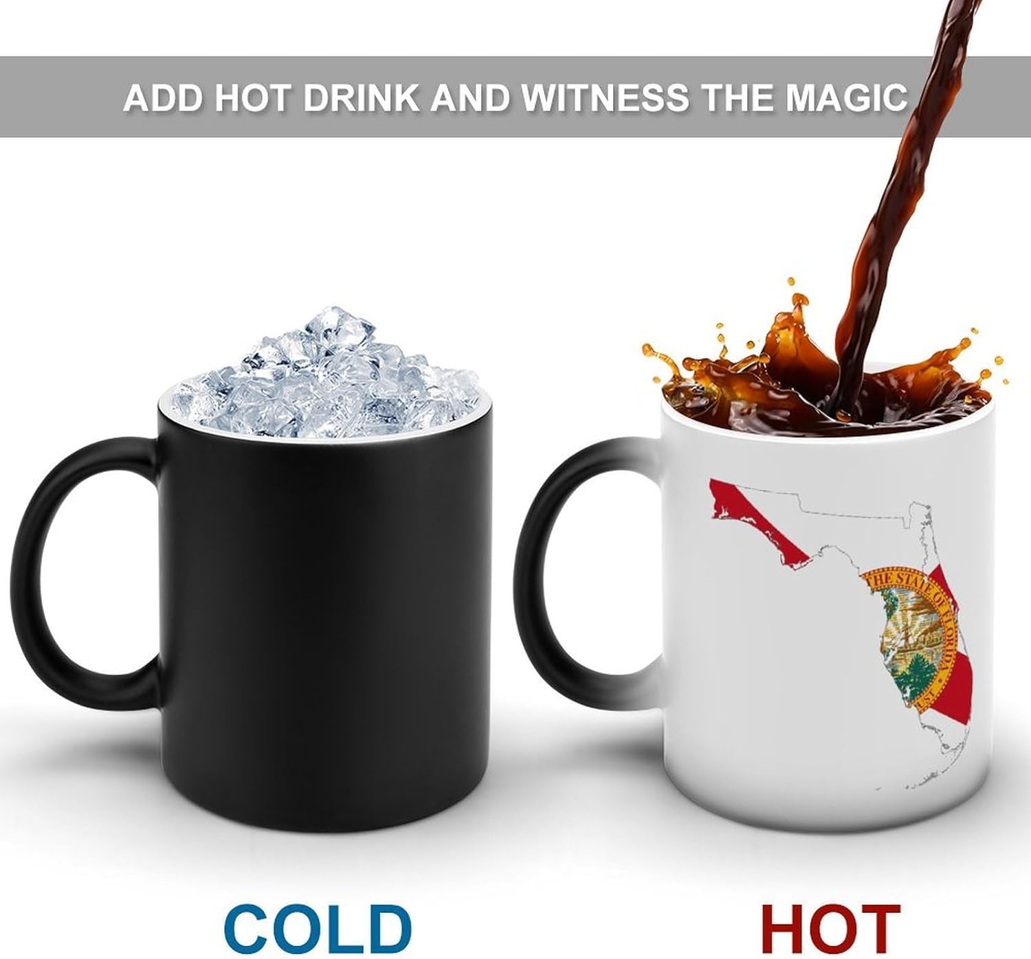 Flag Map of Florida Funny Color Changing Coffee Mug Ceramic Magic Cup Personalized Discoloration Tea Mugs