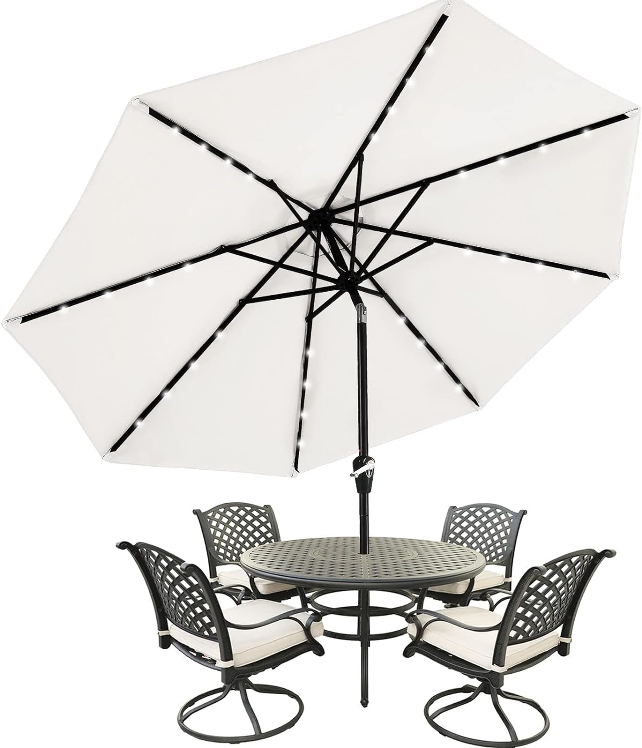 MASTERCANOPY Patio Umbrella with 32 Solar LED Lights -8 Ribs(2.7M,Beige) — image 1