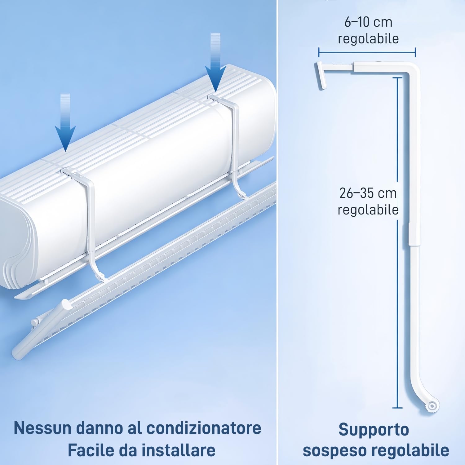 Deflettore Condizionatore, Deviatore Aria Condizionatore Regolabile in Alluminio per Split a Parete 70–100cm, Deflettore Aria Condizionata Anti Soffiaggio Diretto per Casa Camera Ufficio