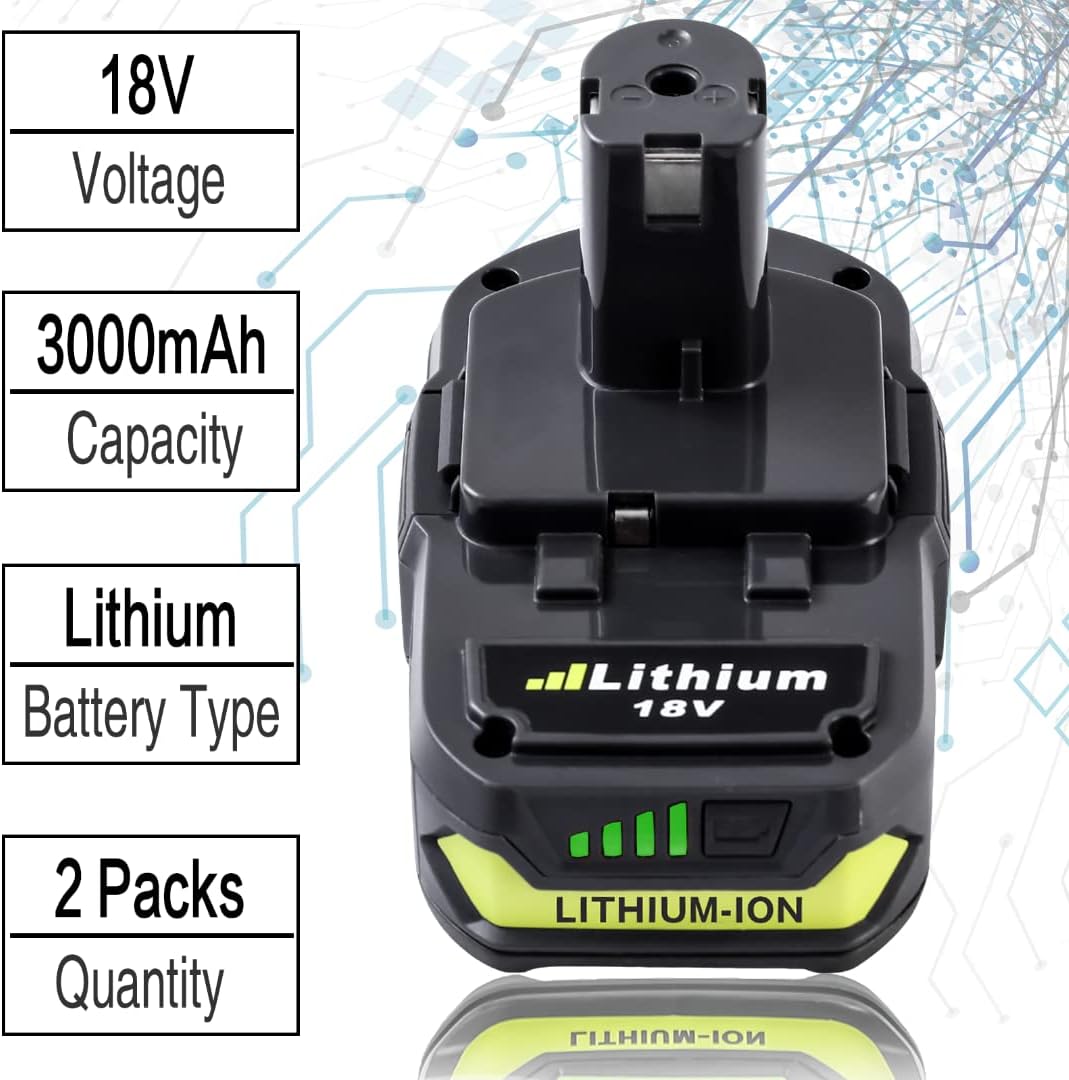 Dosctt 3.0Ah 18 Volt Lithium P102 Battery Compatible with Ryobi 18V Battery