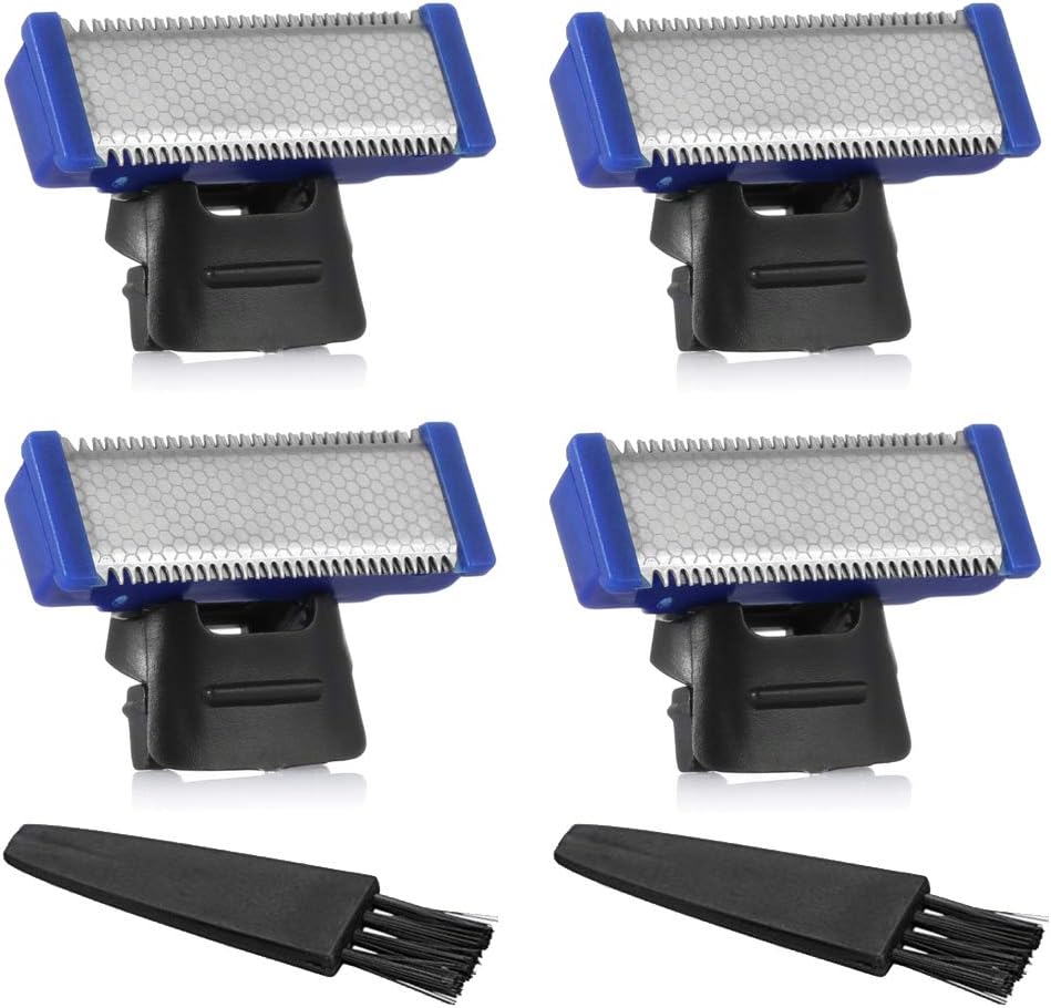 4 Pack Replacement Heads for Rechargeable Shaver Solo Trimmer Micro and Touches Replacement Cutter Head Include 2 Clean Brush
