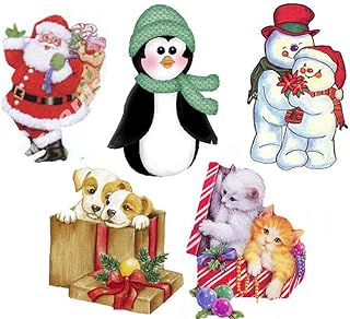 Christmas Card Making Toppers Craft Toppers Crafting, Favourites Characters, Santa, Snowman, Penguin, Puppies and Kittens x 5