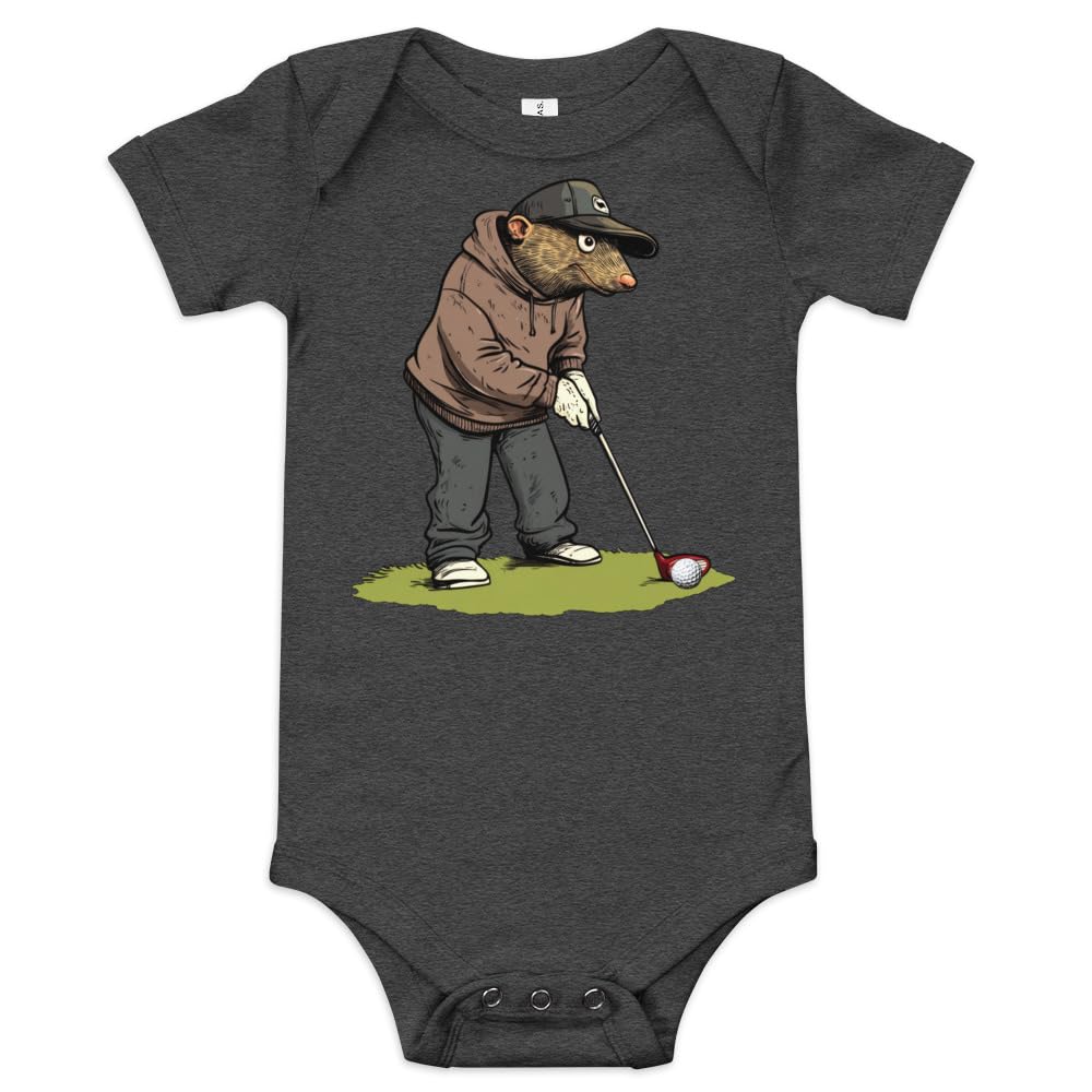 Golf mole Baby Onesie Dark Grey Heather