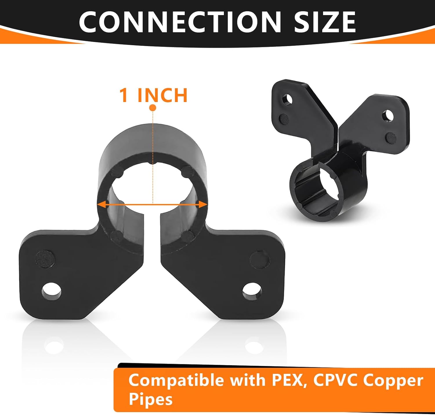 50-Pack HeSun 1" PEX Suspension Pipe Clamps, Black Butterfly Style, Fit for PEX, Copper, CPVC Pipe