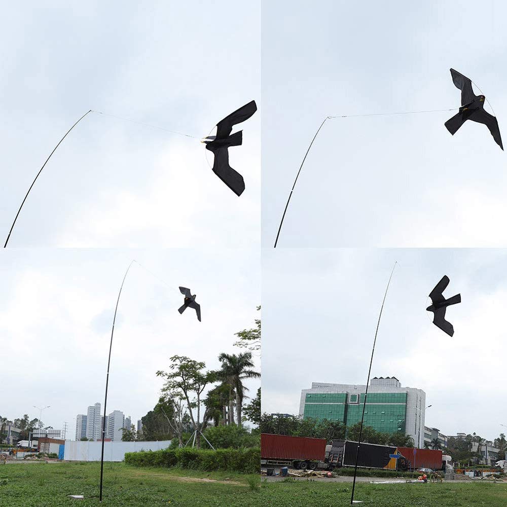 Defensores Halcón Cometa, Extensible Repelente De Pájaros Scarer Proteger Cultivos De Agricultores Flying Bird Kite Scarer Halcón Cometa (con Poste Telescópico De 5 M)