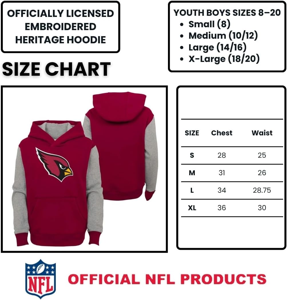 NFL Kids Youth 8-20 Offically Licened Heritage Team Color Primary Logo Cotton Pullover Football Hoodie - Image 5