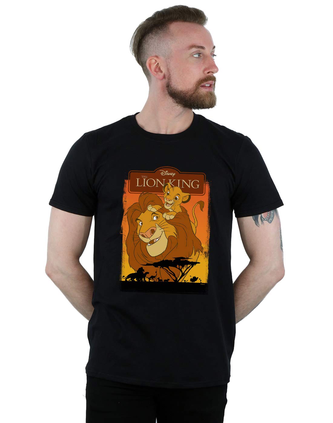 Absolute Cult Men's Black Disney The Lion King Simba And Mufasa T-Shirt Medium