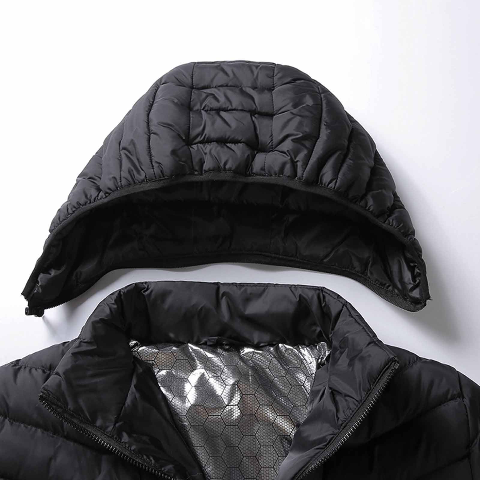 Heizjacke Herren Beheizbare Jacke mit Kapuze USB Elektrische Beheizte Jacken mit 24 Heizzonen Beheizbar Steppjacke Outdoor Winterjacke mit Heizung Winter Funktionsjacke Männer Daunenjacke Skijacke
