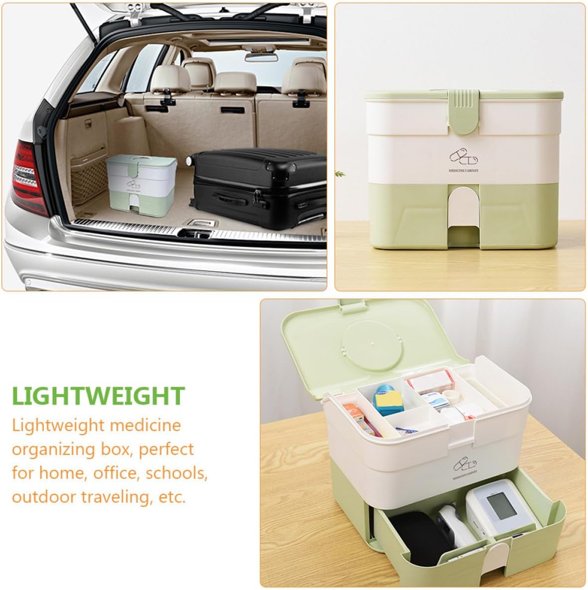 DOITOOL Large Capacity Portable Medicine Box Multi-layer Plastic Household Medical Storage Case First Aid Organizer for Home and Travel