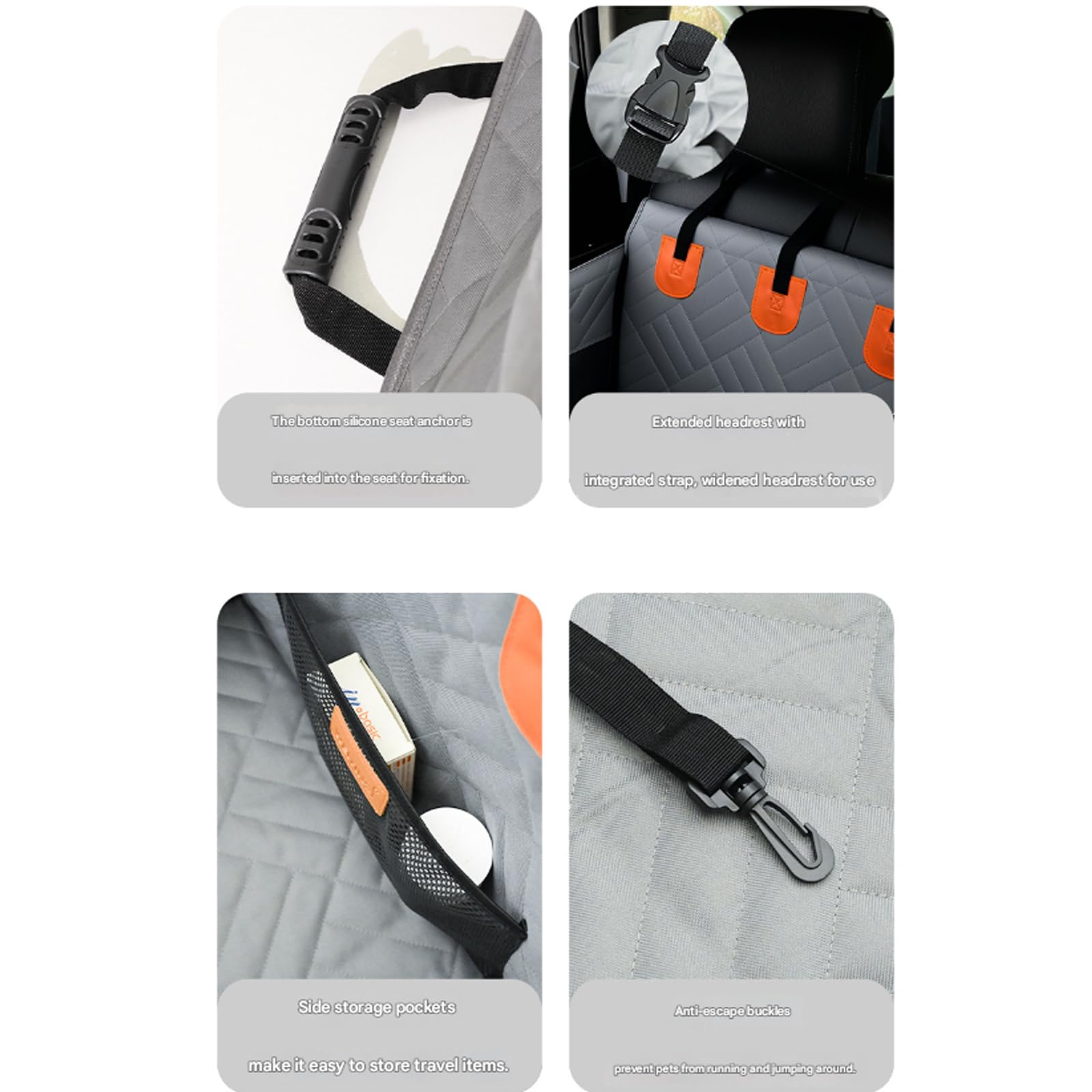 Alfombrilla segura para mascotas con clip de escape para el cuello, correa de silicona que sostiene doble tamaño impermeable para seguridad del perro durante el viaje para perros pequeños