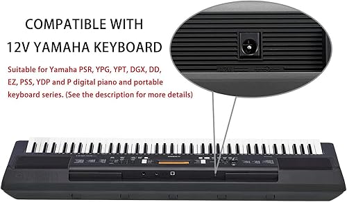 Miniatura 3 de Toxaoii Cable adaptador de fuente de alimentación de CA de 12 V 1.5 A compatible con Yamaha PSR, YPT, YPG, DGX, EZ y P Piano digital y serie de