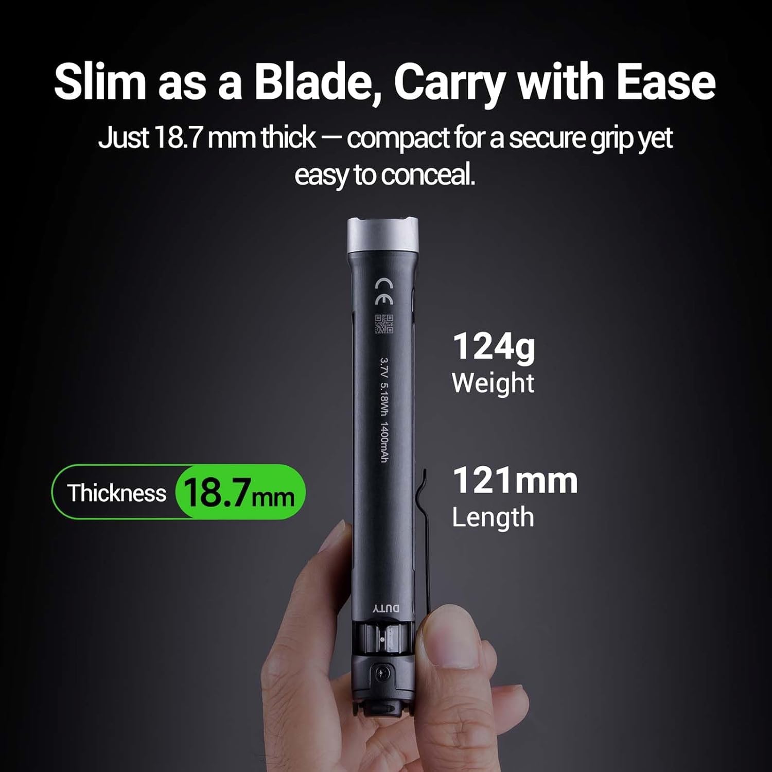 NEXTORCH TA70 Ultra-Flache EDC Taktische Taschenlampe 3500 Lumen, Leistungsstarke Wiederaufladbare LED-Taschenlampe, Tactical/Duty Dual-Schalter mit abnehmbarem Clip & Ring für Outdoor, Notfall, IP67
