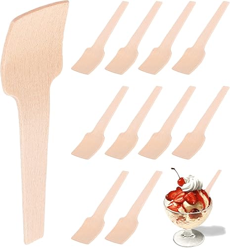 Healifty 100 cucharas desechables para helado, cucharas de degustación, cucharas de muestra, mini cucharas de madera, mini cuchara para helado de