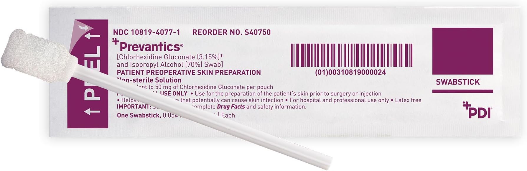 Professional Disposables S40750 Prevantics Swabstick 1's 1.6mL 50/Bx