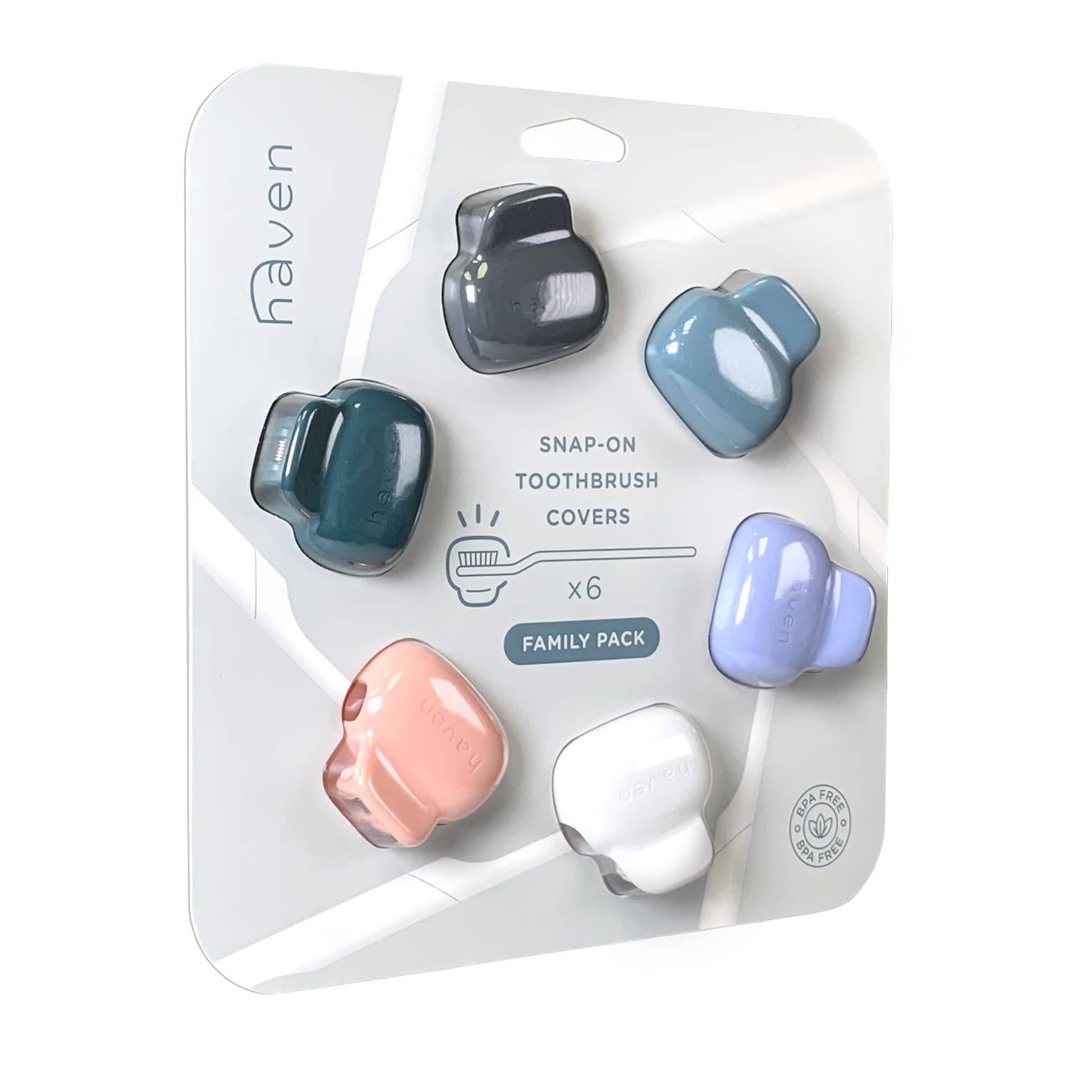 Haven Paquete familiar de fundas para cepillos de dientes, se adapta a cepillos de dientes electrónicos y manuales, soportes para cepillos de dientes de viaje, juego de 6 protectores de cepillo de