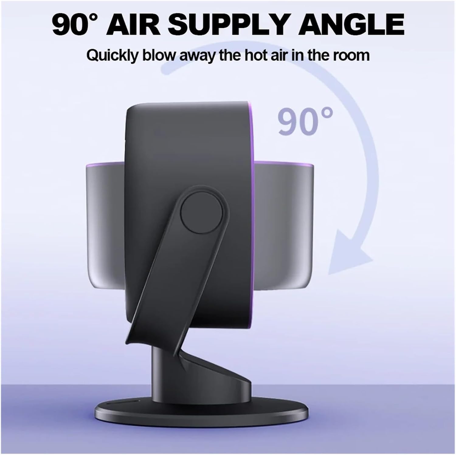 100 Level Bladeless Fan Small USB Charging Silent Office Desktop Digital Display High Speed Circulating Cooling Fan Home Use(White)