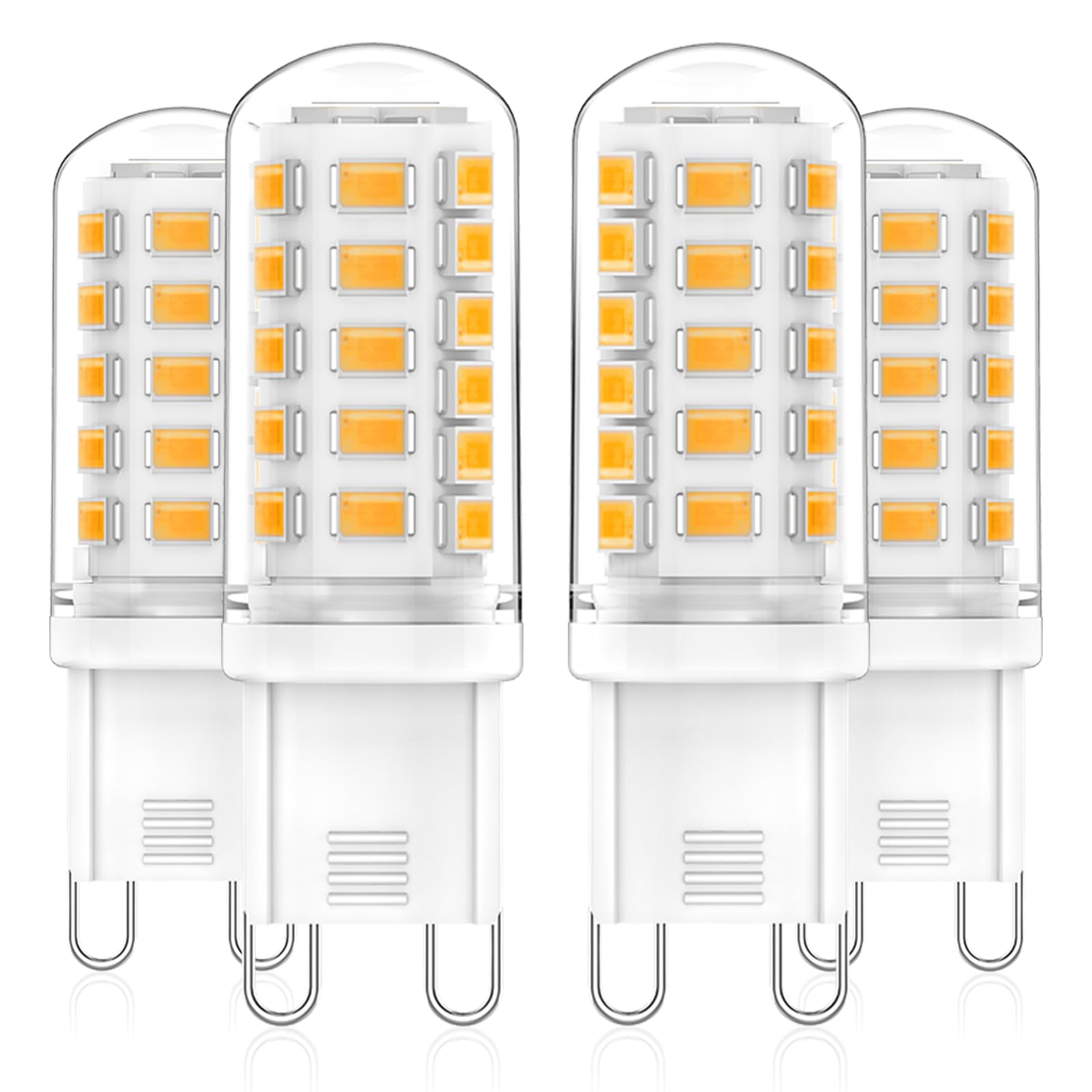 RuLEDne G9 LED Lampen Warmweiß 2700K, 3W Ersatz Für Halogenlampe 40W 50W, G9 LED Leuchtmitte AC 230V Mini Glühlampe, CRI 85+, Kein Flackern 520LM, Nicht Dimmbar, 4er Pack