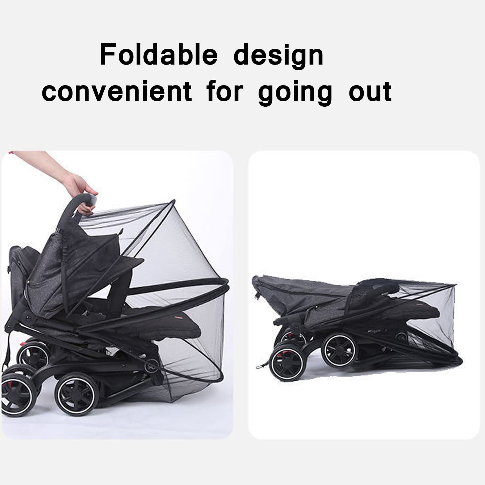 Mosquitera Carrito Bebe Universal,Mosquitera Universal Cochecito Antimosquitos para Bebe,Cremallera Mosquitera Cochecito, para Capazo,Silla de Paseo,Cuna de Viaje,con Bolsa