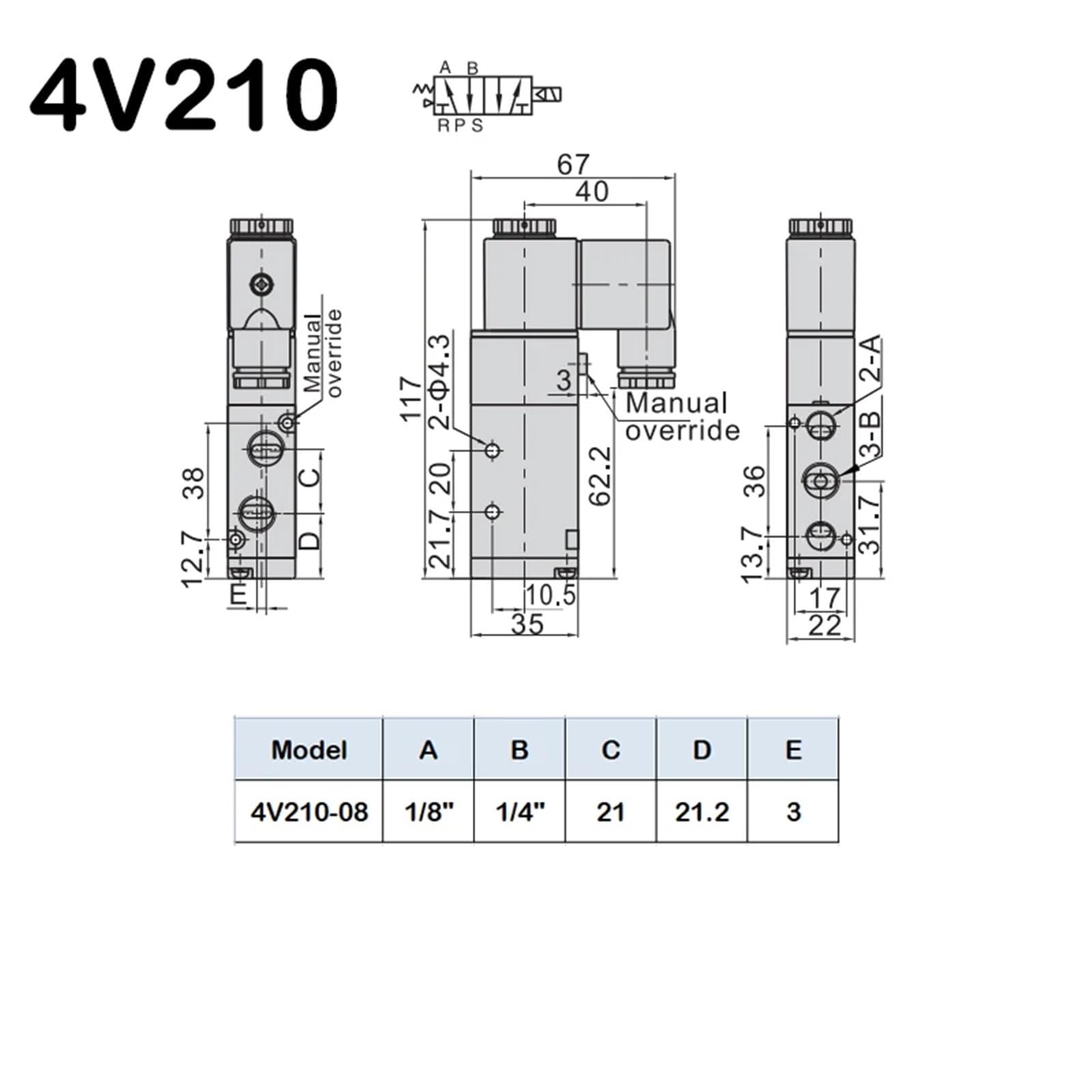 4V210-08 4V310-10 4V410-15 Zawór elektromagnetyczny 2 pozycje 5-portowe pneumatyczne zawory elektromagnetyczne DC12V DC24V AC110V (tylko 4v110-06,5V)